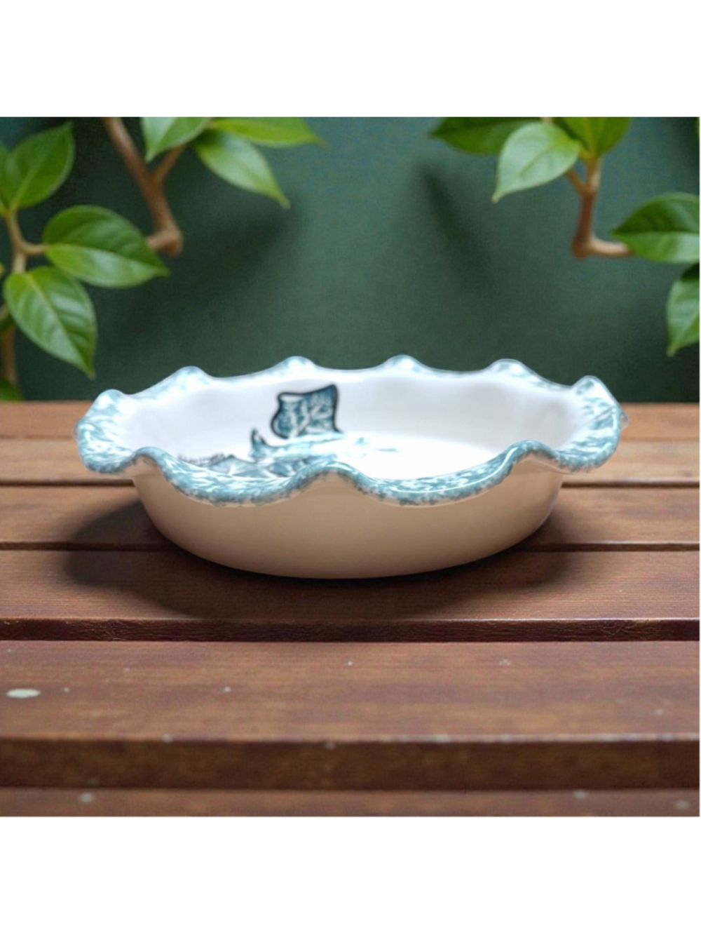 Ellis Pottery Hand Painted Ivy Serving Bowl Texas Studio Pottery Holly & Berries - Picture 8 of 8